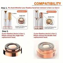 面部脱毛器替换头，适用于 Finishing Touch Flawless 第二代脱毛器，双光环无痛温和型，女士专用