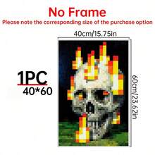 1 Stück/Set abstraktes Vitalitäts-Pixel-Schädel-Flammen-Leinwandposter, dekorativer Kunststil, Wandbilder für Innenräume, Poster und Drucksachen, Geschenkwandbilder, Schlafzimmer, Büro, Wohnzimmer, Café, Wanddekoration, Heim- und Studentenwohnungsdekoration, wahlweise mit Rahmen, Halloween-Dekoration, Herbstdekoration, Raumdekoration. - Verschiedenfarbig - Übersicht 13
