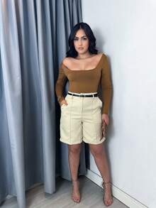 Women's Bermuda Shorts Tailored Social S To XL LARGE SHAPE THE PIECES Simple Elegant Casual Fabric With Belt Pocket Button Short Bermeda Daily Holiday Night - 米色 - 查看 2