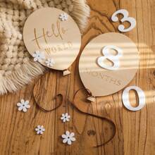 Monthly Baby Milestone Signs, 1-12 Month Wooden Photo Circles, And Gender Neutral Announcement Cards (Flower)