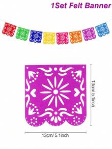 Mexican Style Flag Banner, 8pcs Square/9pcs Rectangle Hanging Felt Flags, Colorful Hollowed-Out Flags Mexican Elements Garland Flag Banner, Perfect For Day Of The Dead Decor,Mexican Party Decor,Carnival Festival Holiday Halloween Party Supplies, Pinata Themed Wall Background Decoration