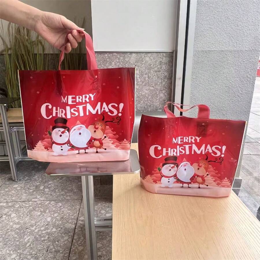 10 piezas de empaque de regalo de Navidad, bolsas de tela, bolsas de plástico, bolsas de compras, recuerdos de Nochebuena, bolsas de regalo de plástico rojo - Bolsas de tela para fiestas, adecuadas para regalos, compras y detalles de fiesta. Ideal para Navidad, Año Nuevo, Día de San Valentín, Pascua y otras ocasiones festivas.