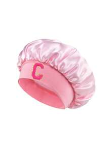 1pc Toddler/Kids 26 Letters Smooth Satin Sleep Cap, Fashionable & Comfortable, Breathable Anti-Slip, Daily Hair Care Hat - Pink - View 8