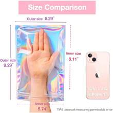 Smell Proof Bags And Resealable Foil Pouch Mylar Sample Bag Great For Party Favor Food Storage Holographic Color (50pcs6x9 Inch) - 50pcs-6x9 inch - View 2