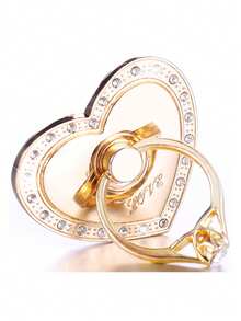 镶钻心形金属手机支架戒指，金色锌合金不对称可拆卸手机金属戒指，兼容 、Android 手机，生日、家庭、朋友戒指支架、手机握把、手机配件礼物 - 彩色 - 查看 5