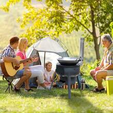 35cm Portable Stainless Steel Wood-Burning Stove With 2 Rings, Removable Outdoor Cooking & Heating Fire Pit - Black - View 4