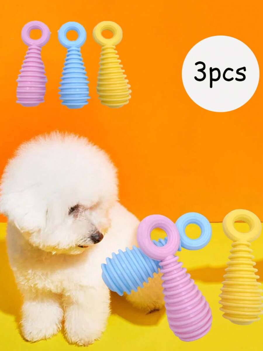 3 件宠物用品，狗玩具，TPR 材质，安全易清洁，狗磨牙玩具，耐嚼狗布玩具，小型犬牙齿清洁玩具狗配件 - 彩色 - 查看 1