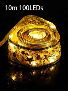 1 个 LED 圣诞装饰灯带，暖白光，圣诞树 LED 丝带灯，带闪光效果的圣诞花环，彩色灯透明蕾丝蝴蝶结灯串，节日派对树装饰，温馨浪漫的节日氛围灯带用于节日装饰，家庭派对装饰圣诞树顶部装饰（需自带 3 节 7 号电池） - 彩色 - 查看 18