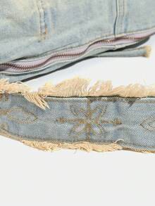 Large Capacity Washed Denim Bag Korean Version Tassel Niche Design Advanced Y2k Hot Girl Female Messenger Bag Single Shoulder Pillow