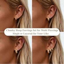 3Pairs Gold Hoop Earrings Set For Women Chunky Huggie Dainty Earrings Jewelry For Women Teens