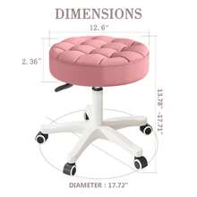 Wheeled Round Chair, Rolling Stool, Polyurethane Leather, Height Adjustable, Rotatable, Drawing Work Stool, Spa Salon Stool, Home Office Chair - Pink - View 6