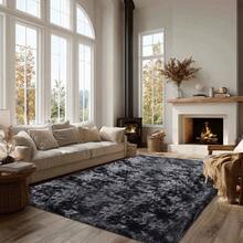 Grauer teppich wohnzimmer, superweicher und flauschiger moderner teppich schlafzimmer, ochfloriger Wohnzimmerteppich, großer Teppich zur deko wohnzimmer, plüschiger Innenteppich für die moderne Wohnraumdekoration.