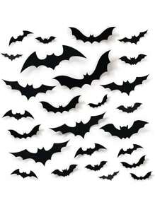 96 szt. 3D dekoracji nietoperzy, 4 różne rozmiary wielokrotnego użytku naklejki nietoperzy do samodzielnego montażu na ścianie, w łazience, w barze, w biurze, w pomieszczeniach, na imprezę halloweenową, do wystroju domu