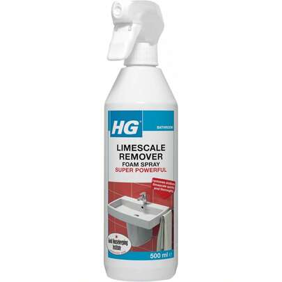 HG Limescale Remover Foam Spray Super Powerful, Sink Tap & Toilet Limescale Remover, Bathroom Cleaner & Descaler For Shower Heads, Chrome, Baths & Scr