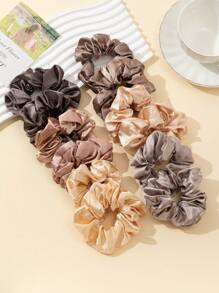 12 pièces Élastique à cheveux en satin couleur café, corde à cheveux en soie imitation élégante, chouchou à haute élasticité, accessoires pour cheveux pour femmes