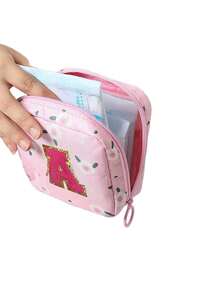 Bolsa de Armazenamento de Absorventes Higiênicos, Bolsa de Armazenamento de Tampões Femininos, Bolsa de Armazenamento de Absorventes Higiênicos com Padrão de Letras, Bolsa Portátil para Maquiagem e Batom, Bolsa Menstrual à Prova d'Água de Grande Capacidade, Bolsa de Armazenamento Portátil para Viagem - Multicolorido - Visão 6