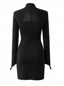 Socialite Style Sexy Slim Fit Hollow Out Strap Long Sleeved Dress For Women