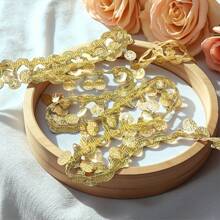 1 Stück goldfarbene münzförmige Pailletten-Quaste, Pailletten-Spitzen-Quaste, Pailletten-Quasten-Spitzenband-Quaste für Tanzkostüm-Dekoration, Party-Accessoire