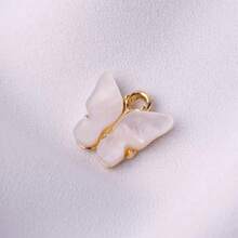 10pcs Light Color Butterfly Pendant Beads - Pastel Pink, Purple, Mint Green & White With Golden-Tone Metal Settings, High-Quality DIY Jewelry Making Supplies For Necklace, Bracelet, Earrings Crafting, Butterfly Jewelry, Creative Crafting, Feminine Style, Fine Craftsmanship, Craft Enthusiasts