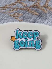 1 件时尚“Keep Going”英文字母系列个性化胸针，彩色酷炫英文短语徽章，学生服装配饰装饰别针万圣节珠宝服装配饰包饰办公室配饰圣诞礼物 - 彩色 - 查看 6