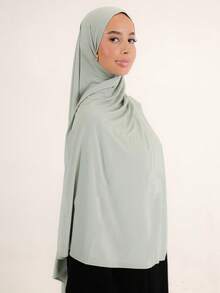 1 pieza Hiyab de jersey premium para mujer, hiyab de punto de modal de alta calidad con diseño minimalista clásico de unicolor elegante y casual con borde, estilo turbante largo adecuado para la vida diaria, salidas y reuniones