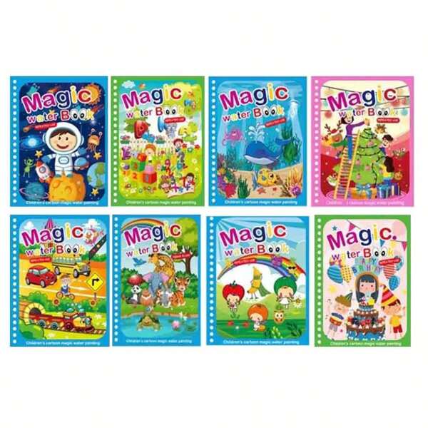 10pcs/Set Reusable Magic Water Drawing Book, Preschool Educational Coloring Book, Random Design