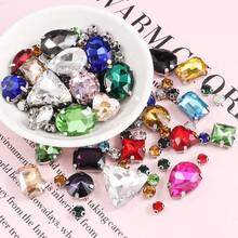 1 Pack Of Approx. 130/100/50pcs Gold Sew On Rhinestones, Mixed Shape Metal Claw Sewing Glass Gems, Rhinestone Embellishments - Mixed Color Silver Base 130pcs - View 4