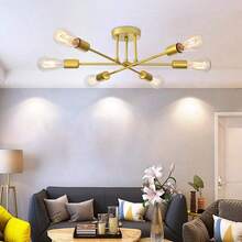 铁艺吸顶灯，多头现代简约创意树枝吊灯，适用于客厅、卧室、餐厅，北欧风格，不含灯泡 - 彩色 - 查看 8