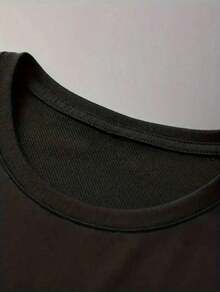 Camiseta con estampado de  Gráfico    Casual    Poliéster    mujer  Diario    primavera - Negro - Ver 3