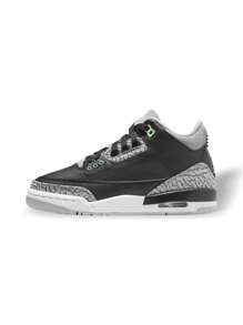 Air Jordan 3 复古绿辉光小学运动鞋皮革大象印花气垫舒适 DM0967-031 - 黑/綠光 - 查看 1