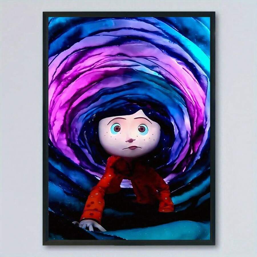 动漫琼斯帆布墙面艺术印刷品，现代装饰艺术复古风格无框海报，水墨壁挂装饰，适用于家庭办公室、卧室、客厅 - 室内艺术品，卡通图案，季节主题 - 彩色 - 查看 1