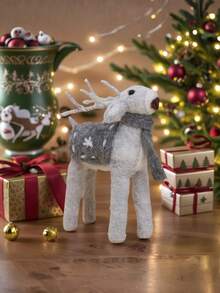 1 件可爱毛毡鹿饰品，治愈圣诞鹿桌面装饰 - 适用于书架、客厅、办公室柜台、入口和节日家居装饰 - 彩色 - 查看 7