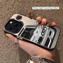 CarIMD Colorful Silver Half-Face Racing Print Style Shockproof Phone Protective Case Compatible With IPhone 11 12 13 14 15 16 Pro Max Series, 7 8 Plus Xr X Xs Max Xs