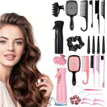 Set de 14 instrumente de coafat păr, inclusiv pieptene de masaj, sticlă cu pulverizator, pieptene gol, pieptene de coafat, pieptene de îndreptat părul, pieptene cu mâner gol, pieptene pentru ondulat, pieptene pentru spate, pieptene pentru ondulat, instrumente de coafat păr, perie de păr, pieptene pentru descurcat părul, frizerie, instrumente de păr, produse pentru păr, perie, perie netedă pentru spate, îngrijirea părului, perii de păr, pieptene pentru păr, perie de păr, perie de păr, perie mică pentru păr, produse pentru păr creț, echipament de coafură, Crăciun, frizerie, coafură, pieptene din lemn, articole esențiale de călătorie, coafură, coafură