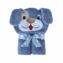 Baby Magic Island Manta para bebê com capuz temática de cachorro azul menino