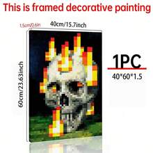 1 Stück/Set abstraktes Vitalitäts-Pixel-Schädel-Flammen-Leinwandposter, dekorativer Kunststil, Wandbilder für Innenräume, Poster und Drucksachen, Geschenkwandbilder, Schlafzimmer, Büro, Wohnzimmer, Café, Wanddekoration, Heim- und Studentenwohnungsdekoration, wahlweise mit Rahmen, Halloween-Dekoration, Herbstdekoration, Raumdekoration. - Verschiedenfarbig - Übersicht 18