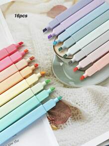 Funfull 10/16/20 szt. pastelowych, estetycznych i ziemistych zakreślaczy w stylu vintage, miękka, ścięta końcówka, zakreślacz do Biblii, nie prześwitujący, różne kolory, artykuły szkolne i biurowe do dziennika