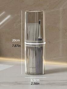 1 件简约旅行牙刷盒、便携式漱口杯、牙刷架、牙齿护理收纳盒、随机旅行配件 - 波紋透明灰 - 查看 2