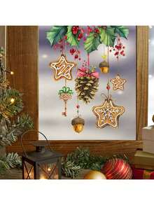 1 Stück Fensteraufkleber Kreative Weihnachts-Cottage-Glocke Aufkleber, PVC-Material, abnehmbar, selbstklebend, leicht abzulösen, geeignet für Fenster-Dekoration, Glas-Aufkleber, Heim-Dekoration, Wandaufkleber, Feiertags-Dekoration, Geburtstags- und Abschlussgeschenk, Raumdekoration, Wanddekoration, Wohnzimmer-Dekoration, personalisierte Aufkleber, Weihnachtsdekoration, Weihnachtsdekorationen, Weihnachtsdekoration