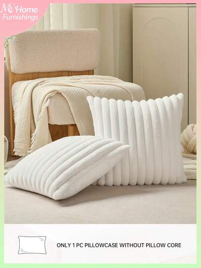 1pc White Magical Fleece Super Soft Traditional Flannel Pillow Cover, Suitable For Dorm, Bedroom, Sofa, Living Room, Unisex, Machine Washable, No Filling