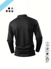 Father's Day Gift 3pcs Men's Spring/Autumn Running Fitness Golf Breathable Sports Casual Long Sleeve POLO Shirt - Multicolor - View 2