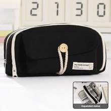 日韩创意绳扣大容量铅笔盒，适用于学习、办公、桌面文具收纳，适合中小学生，简约便携，美观实用，是开学季的理想文具收纳包。