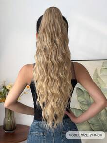 Claw Ponytail Extension Ombre Silver Brown Blonde 24 Inch Long Water Wave Hair Heat-Resistant Fiber Synthetic Ponytail Suitable For Daily Use By Women And Girls At Parties