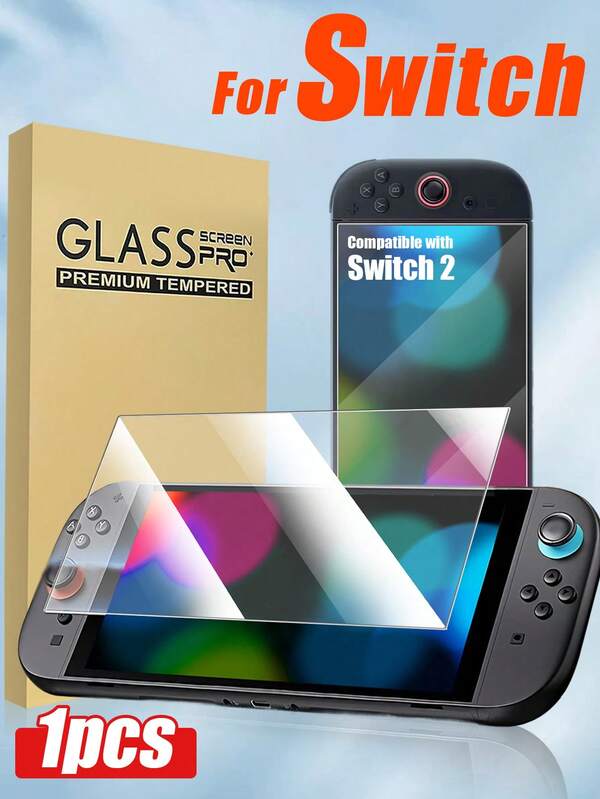 [1 pieza] Protector de pantalla, compatible con Switch 2, 0,3 mm de grosor/sin burbujas/ultra claro/dureza 9H/resistente a arañazos/a prueba de roturas/a prueba de huellas dactilares (transparente), adecuado para Nintendo Switch/Nintendo Switch Lite/Nintendo Switch OLED/Nintendo Switch 2