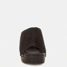 Masaki Soft Suede Leather Wooden Clogs - Black - View 4