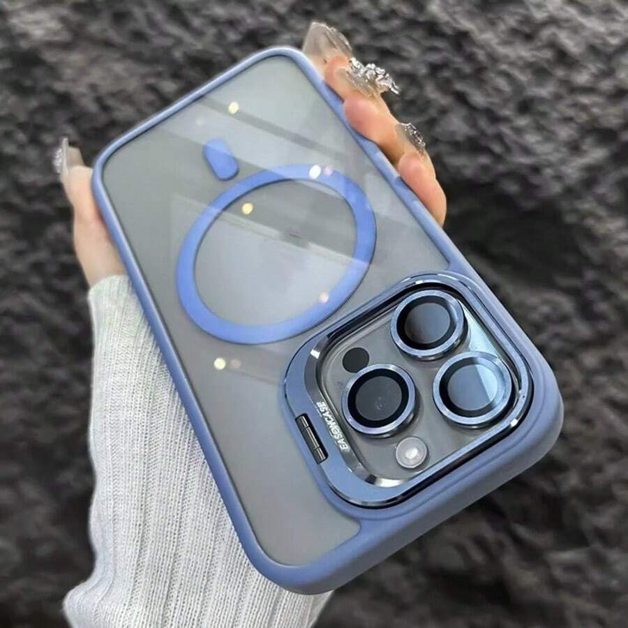 Premium Magsafe Case With Camera Support Cover And Lens Protection Kit 11 12 13 14 15 Pro Max - Baby Blue - View 1