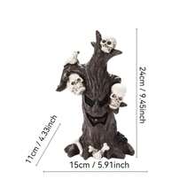 Spooky Skull Tree Stump Figurine - White Resin Decor For Halloween - One Size Fits All - Creepy And Cute - White - View 7