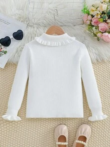 Suéter de cuello alto de manga larga informal para niñas, otoño