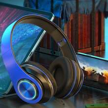 Bluetooth Wireless Headphones, Over-Ear Headphones, Active Noise-Cancelling Color LED Light Comfortable Foldable Headphones, Can Be Connected To A 3.5mm Audio Cable As DJ Monitoring Headphones, Aux Interface, Long Battery Life, High-Fidelity Stereo E-Sports Gaming Headphones, Suitable For/Tablet /PC/ Console/Mobile Phone/Birthday Travel Gift