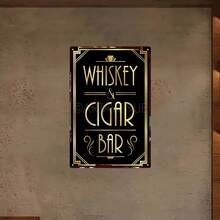 Artistic Signs & Plaquesprintable Art Deco Sign For A Whiskey And Cigar Lounge, Showcasing An Iron Artwork, Ideal For A Roaring Twenties Great Gatsby Inspired Celebration. Offered In 1920S Style JPG And SVG Formats, Dimensions 20*30Cm/8*12Inch. - 彩色 - 查看 4